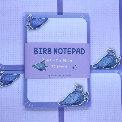 libreta de Birb que se sienta | lindo bloc de notas | Accesorios Agenda | Papelería Kawaii | Diario Scrapbooking | Meme de Birb | 50 hojas de corte