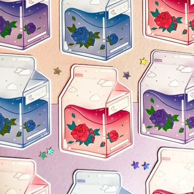 Adesivi rosa sognanti | Adesivi per scatole di succhi | Adesivo Kawaii | Pacchetto adesivi | Impermeabile | Adesivo estetico | Adesivi carini | Adesivo per laptop