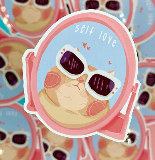 Self Love Sticker | Cat Illustration | Cat Sticker | Mental Health | Waterproof | Vinyl Decal | Scrapbooking | Laptop Sticker