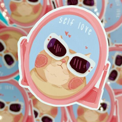 Self Love Sticker | Cat Illustration | Cat Sticker | Mental Health | Waterproof | Vinyl Decal | Scrapbooking | Laptop Sticker