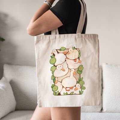 Pile of Ducks Tote Bag | Heat Press Print | 100% Cotton | Grocery Bag | Jute Bag | Accessories | Duck Lover | Art Bag | Cute Totebag