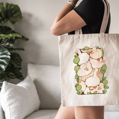 Pile of Ducks Tote Bag | Heat Press Print | 100% Cotton | Grocery Bag | Jute Bag | Accessories | Duck Lover | Art Bag | Cute Totebag