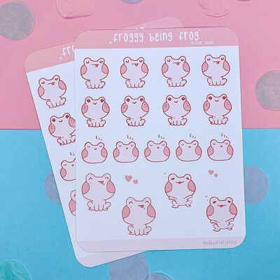 Blossom The Frog | Frog Stickers | Sticker Sheet | Laptop Sticker | Vinyl Sticker | Deco Stickers | Cute Sticker | Kawaii | Journal