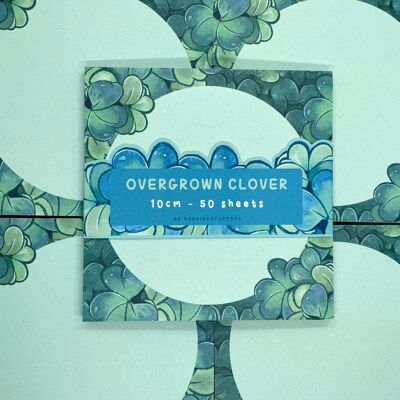 Overgrown Clover Notepad | Cute Memo Pad | Planner Accesories | Kawaii Stationery | Journal Scrapbooking | Botanical | 50 Sheets Tear Off