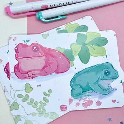 Marqueur Grenouille Carte | Impression d’art grenouille | Froggy Card Eco | Carte postale mate | Carte de vœux | Carte-cadeau | Impression artistique mignonne | Kawaii | pastels | A6