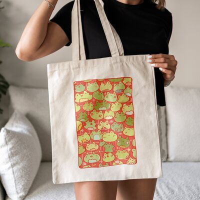 Box Of Frogs Tote Bag | Heat Press Print | 100% Cotton | Grocery Bag | Jute Bag | Toad Accessories | Frog Lover | Art Bag | Cute Totebag
