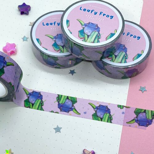 Leafy Frog | Washi Tape | Cute Frog Washi Tape | Scrapbooking | Journaling | Rice Paper | Kawaii Stationery | 15mm x 10m | Animal Toad Set
