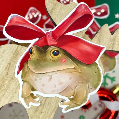 Ribbon Toad | Laptop Sticker | Vinyl Sticker | Christmas | Hydroflask Sticker | Cute Sticker | Waterproof | Frog Sticker | Funny | Decal