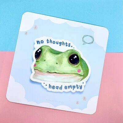 No Thoughts Head Empty | Frog Card | Frog Buddies | Froggy Card | Eco Friendly | Postcard | Greeting Card | Gift Card Square | Blank Back