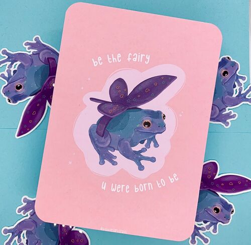Frog Card | Be the fairy | Frog Buddies | Froggy Card | Eco Friendly Cardstock | Postcard | Greeting Card | Gift Card | Cute |