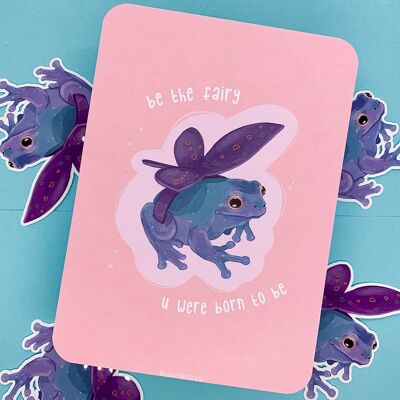 Frog Card | Be the fairy | Frog Buddies | Froggy Card | Eco Friendly Cardstock | Postcard | Greeting Card | Gift Card | Cute |