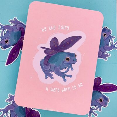 Frog Card | Be the fairy | Frog Buddies | Froggy Card | Eco Friendly Cardstock | Postcard | Greeting Card | Gift Card | Cute |