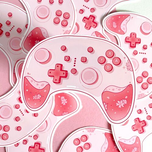 Sakura Controller Sticker | Gamer Girl | Kawaii Sticker Pack | Matte Waterproof | Aeshtetic Cherry Blossom | Gaming Sticker | Laptop Sticker
