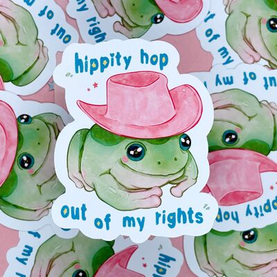 Hop out of my rights | Frog Sticker | Abortion-Rights | Laptop Sticker | Vinyl | Deco | Women Rights Sticker | Waterproof | Charity Sticker