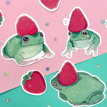 Autocollants Grenouille | Frog Buddies Berry | Pack d'autocollants | Autocollant pour ordinateur portable | Autocollant en vinyle | Autocollants déco | Autocollant mignon | Imperméable | grenouille 1