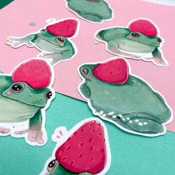 Autocollants Grenouille | Frog Buddies Berry | Pack d'autocollants | Autocollant pour ordinateur portable | Autocollant en vinyle | Autocollants déco | Autocollant mignon | Imperméable | grenouille 3