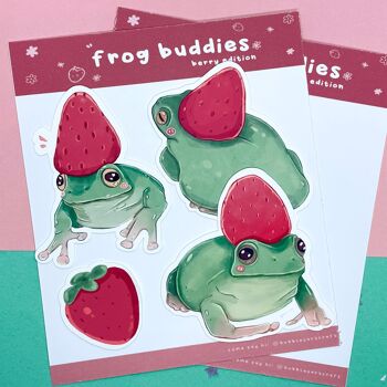 Autocollants Grenouille | Frog Buddies Berry | Pack d'autocollants | Autocollant pour ordinateur portable | Autocollant en vinyle | Autocollants déco | Autocollant mignon | Imperméable | grenouille 2