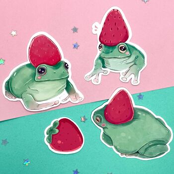 Autocollants Grenouille | Frog Buddies Berry | Pack d'autocollants | Autocollant pour ordinateur portable | Autocollant en vinyle | Autocollants déco | Autocollant mignon | Imperméable | grenouille 4