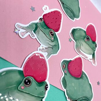 Autocollants Grenouille | Frog Buddies Berry | Pack d'autocollants | Autocollant pour ordinateur portable | Autocollant en vinyle | Autocollants déco | Autocollant mignon | Imperméable | grenouille 5
