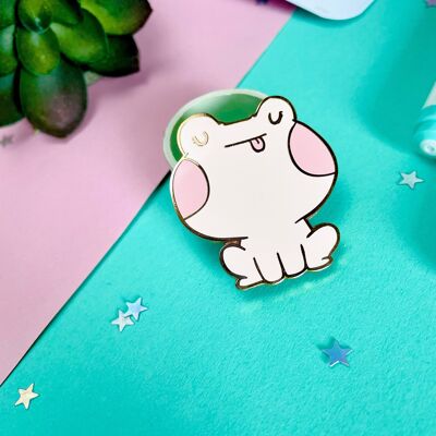 Blossom The Frog Pin | Hard Enamel Pin | Big Frog Pin | Frog Badge | Cute Pin | Rose Gold Plated | Froggy Friend | Frog Lovers