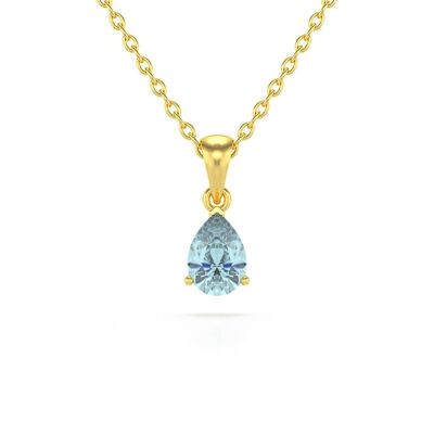 Aquamarine Yellow Gold Pendant Necklace 0.49grs