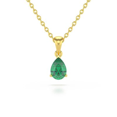 Emerald Yellow Gold Pendant Necklace 0.49grs