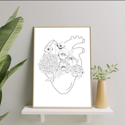 Flowery heart A4 poster