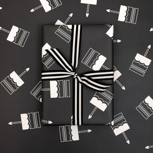 Monochrome Birthday Cake, Luxury Wrapping Paper