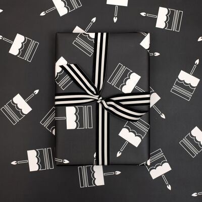 Monochromer Geburtstagskuchen, Luxus-Geschenkpapier