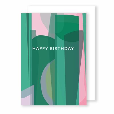 Verdes del feliz cumpleaños | Tarjeta de felicitación | Vitral