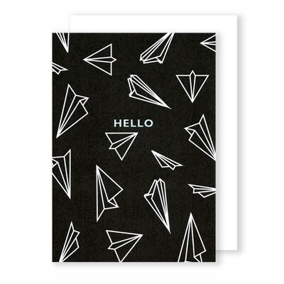 Hola, aviones de papel | Tarjeta de felicitación | Monocromo