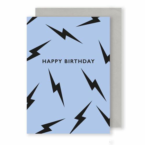 Lightning Bolts, Happy Birthday | Greeting Card | Monochrome Plus
