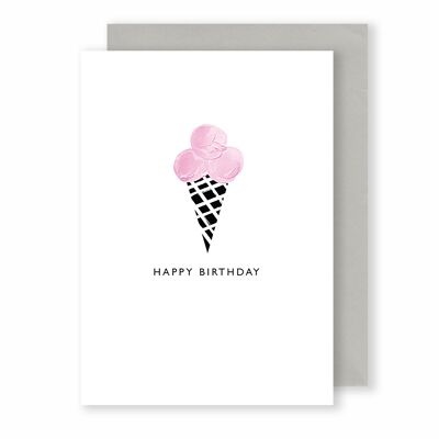 Ice Cream, Happy Birthday | Greeting Card | Monochrome Plus