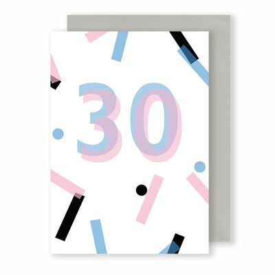 30 Birthday/Anniversary | Greeting Card | Monochrome Plus