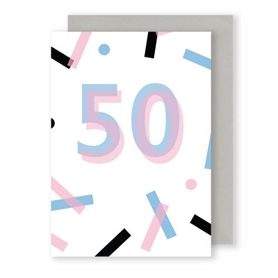 50 anniversaire / anniversaire | Carte de voeux | Monochrome Plus