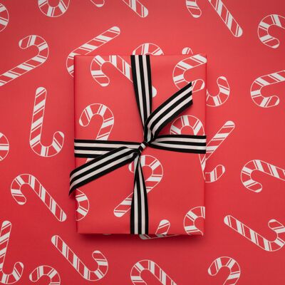 Bastones de caramelo, papel de regalo de Navidad de lujo