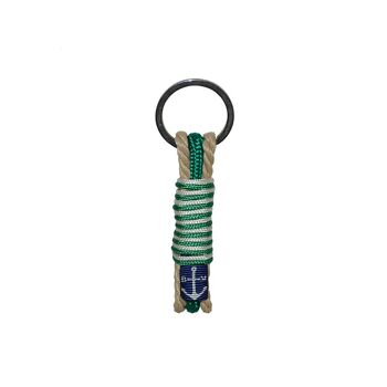 Porte-clés fait main en corde classique et ficelle verte tressée