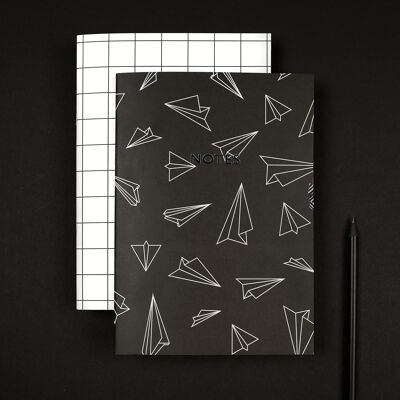 Set of two A5 foiled notebooks, Monochrome