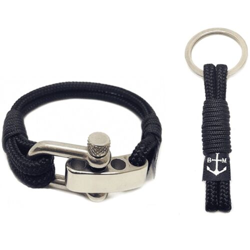 Adjustable Shackle Black Nautical Bracelet and Keychain