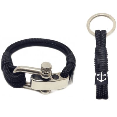 Verstellbarer Schäkel, schwarzes nautisches Armband und Schlüsselanhänger