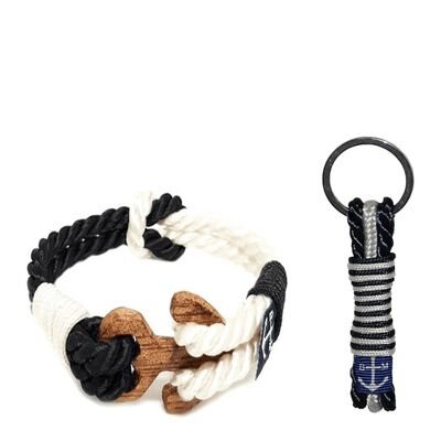 Twisted Rory Wood Nautical Bracelet and Keychain - 6.7 inch - 17 cm