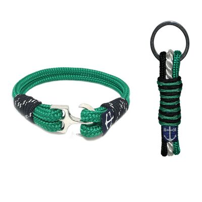 Irisches grünes nautisches Armband und Schlüsselanhänger
