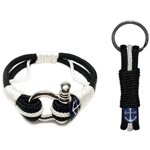 Atlantic Breeze Black and White Nautical Bracelet and Keychain