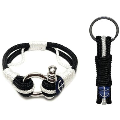 Bracelet et porte-clés nautique Atlantic Breeze noir et blanc