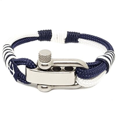 Bracciale Nautico Blu-Bianco Con Grillo Regolabile