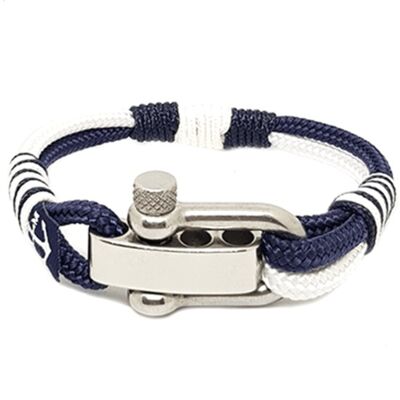 Adjustable Shackle Blue-White Nautical Bracelet