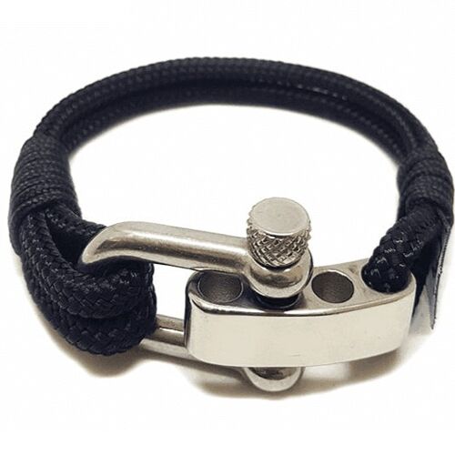 Adjustable Shackle Black Nautical Bracelet