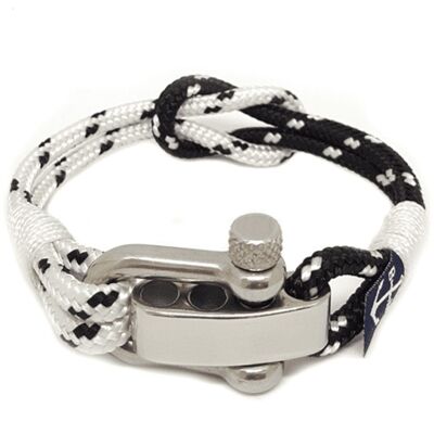 Brazalete ajustable en blanco y negro con grillete