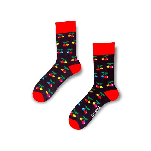 Novelty Socks for Men and Women | Patterned Socks Unisex | Funky Socks | Fun Colourful Silly Cotton Socks | Best Funny Crazy Happy Gifts for Men and Women | Carnival Cherries | Pair