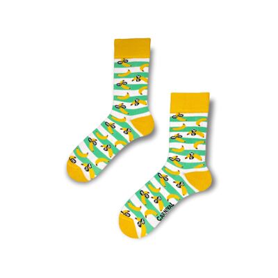 Novelty Socks for Men and Women | Patterned Socks Unisex | Funky Socks | Fun Colourful Silly Cotton Socks | Best Funny Crazy Happy Gifts for Men and Women | Carnival Cool Bananas | Pair